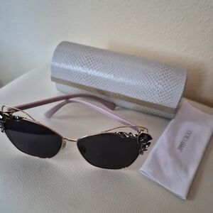 Jimmy Choo Gold and Pink Embellished Sunglasses With Swarovski Crystals